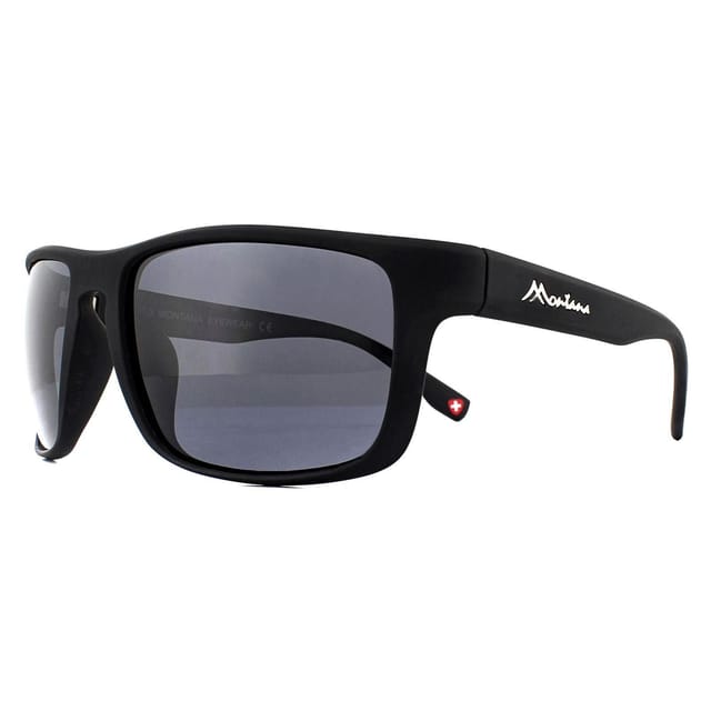 montana montana Men's Wrap Black Rubber Smoke Polarized Sunglasses - 2