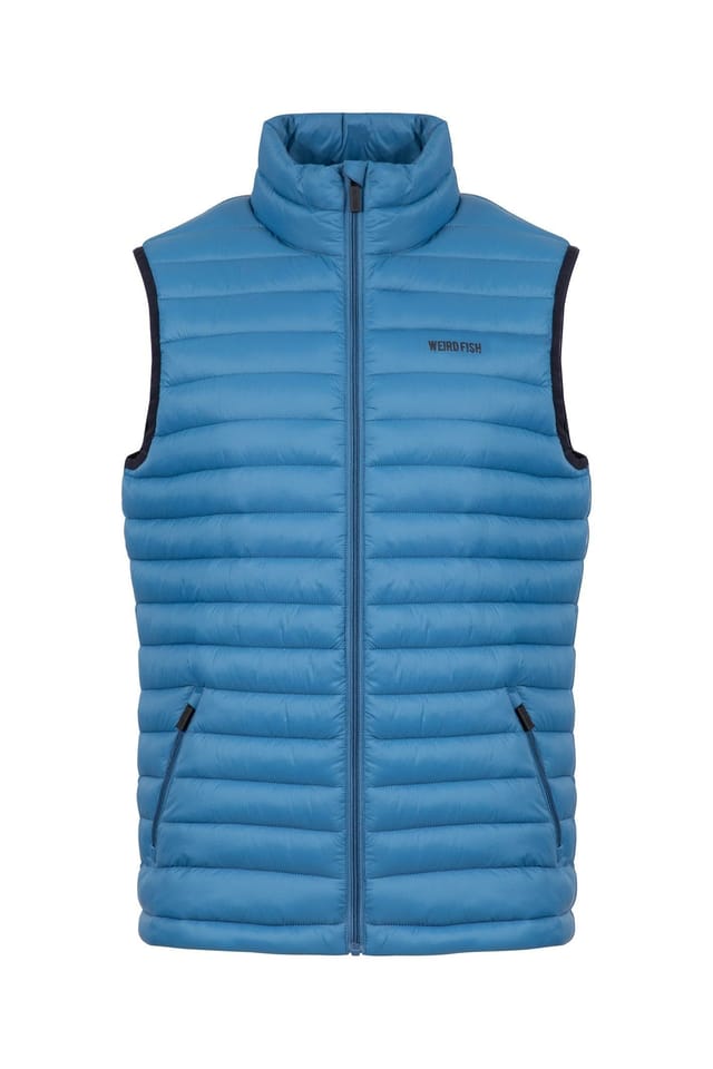 Weird Fish Weird Fish Men's Langtree Lightweight Showerproof Padded Gilet in Mid Blue - 2