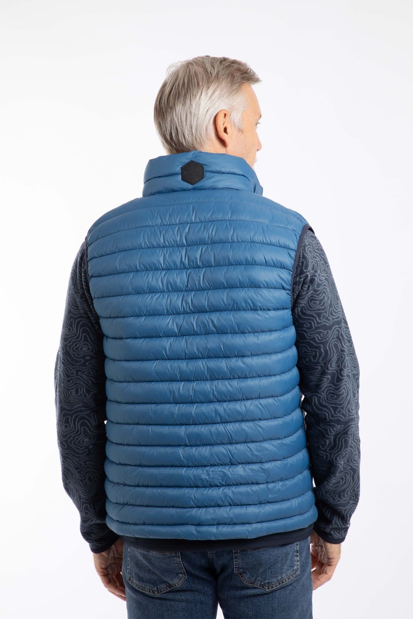 Weird Fish Weird Fish Men's Langtree Lightweight Showerproof Padded Gilet in Mid Blue - 4