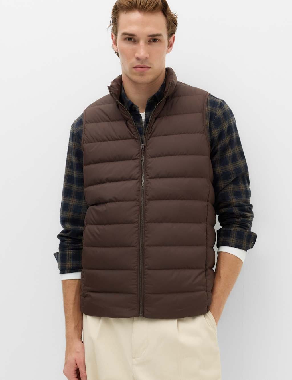 Marks & Spencer M&S Feather and Down Padded Lightweight Gilet Bitter Chocolate - 1