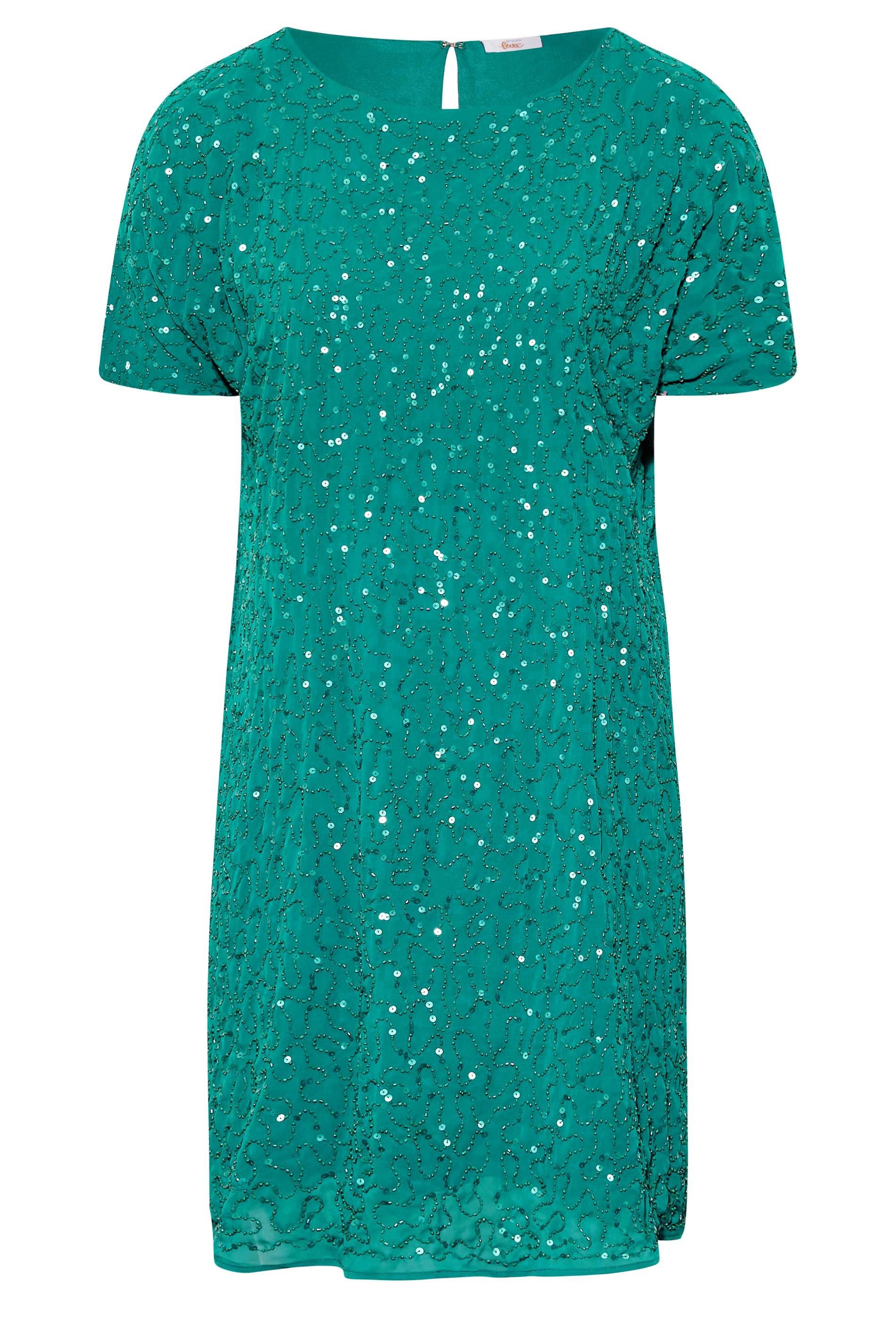 Yours Yours Women's Embellished Shift Dress in Teal - 2