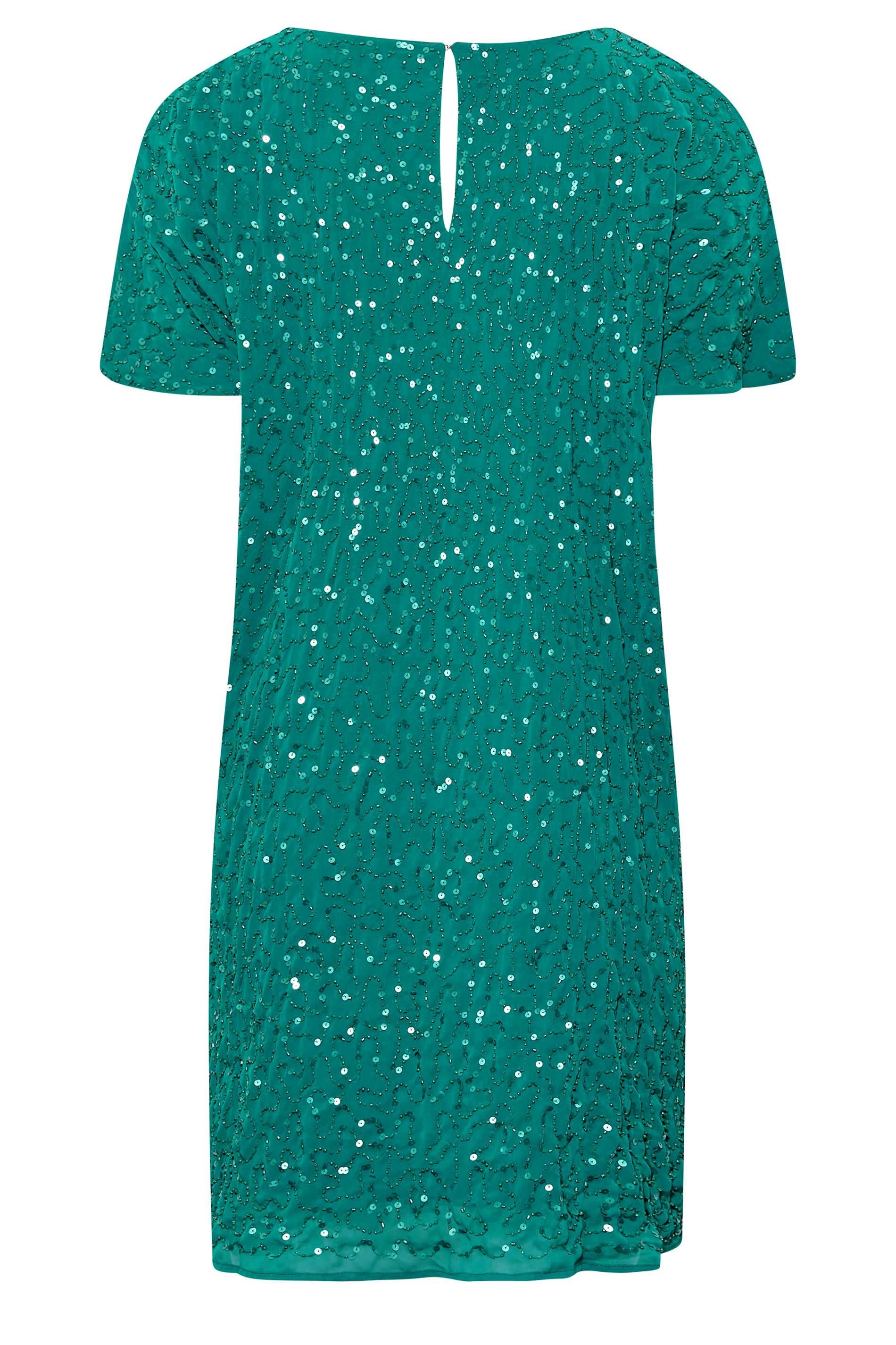 Yours Yours Women's Embellished Shift Dress in Teal - 3