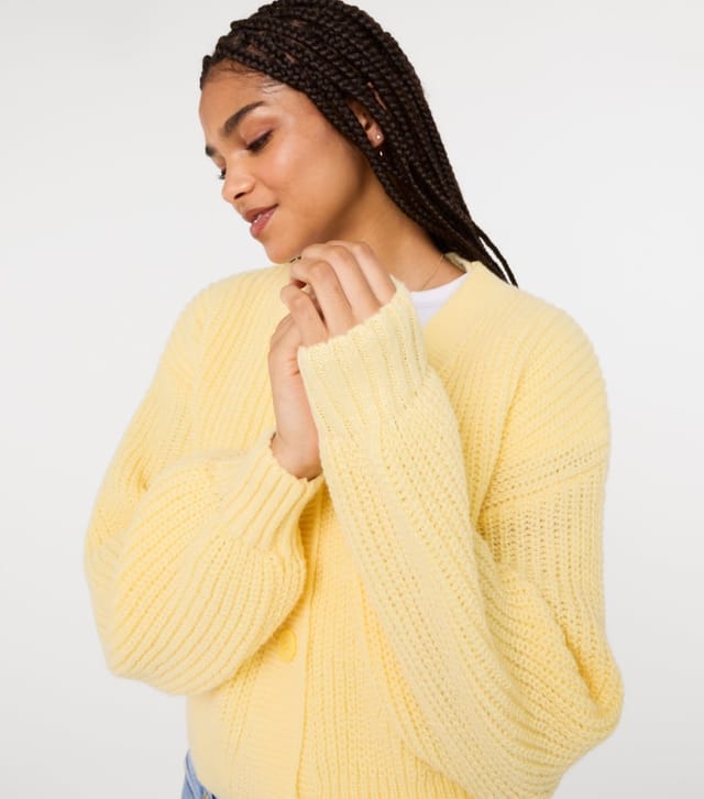 Pink Vanilla Women's Light Yellow Crop Cardigan Pink Vanilla New Look - 3