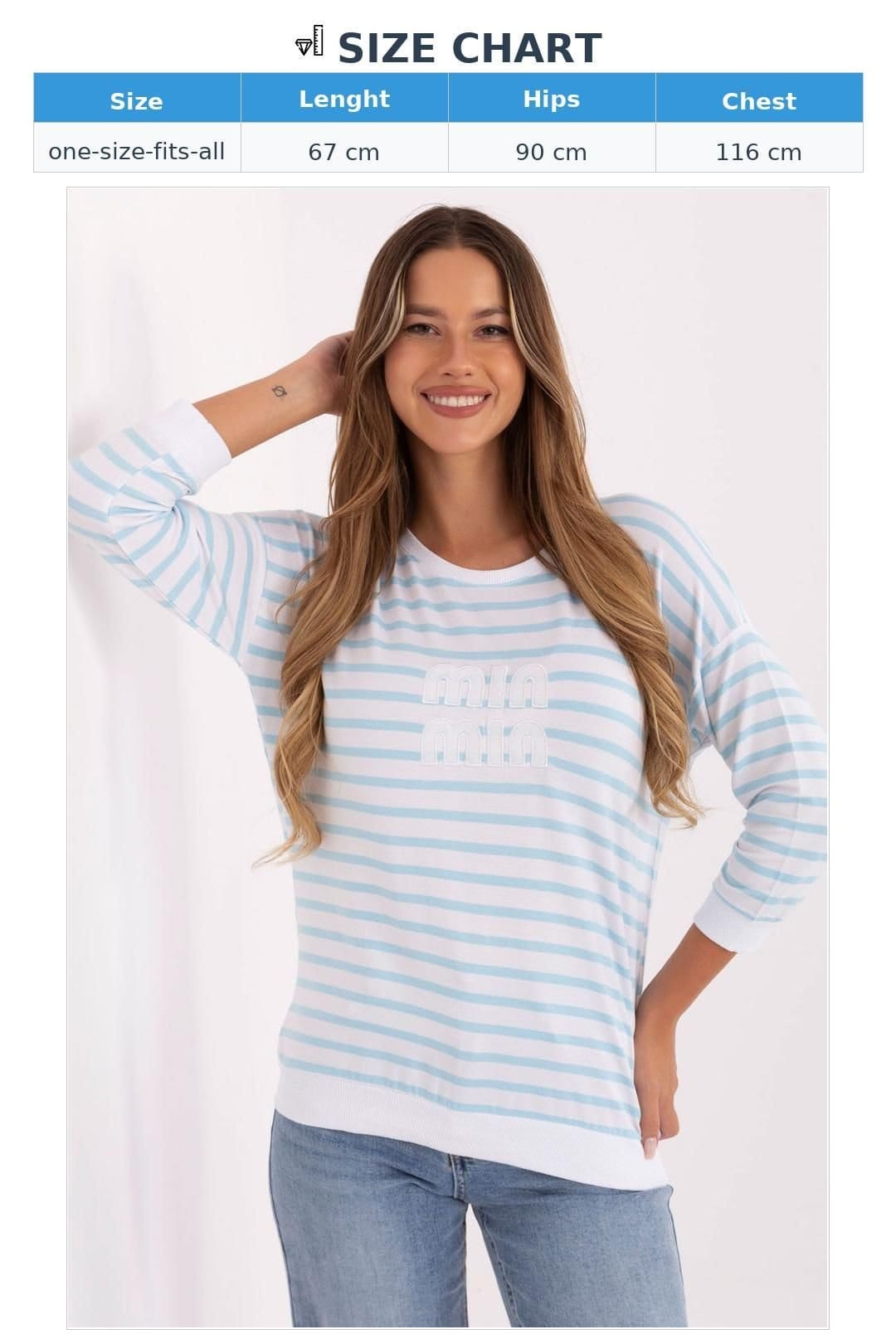 Love Lace Love Lace Women's Micromodal Elastane Casual Striped Blouse in Light Blue - 4
