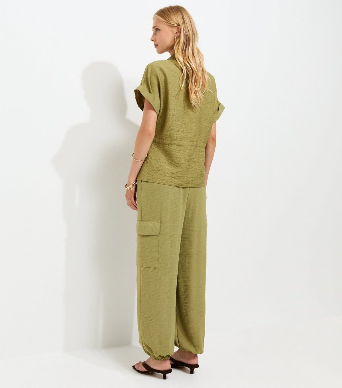 New Look Women's Light Khaki Utility Tie Front Shirt New Look - 4