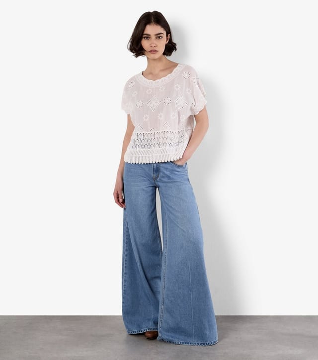 Apricot Women's White Embroidered Mesh and Lace Top Apricot New Look - 2