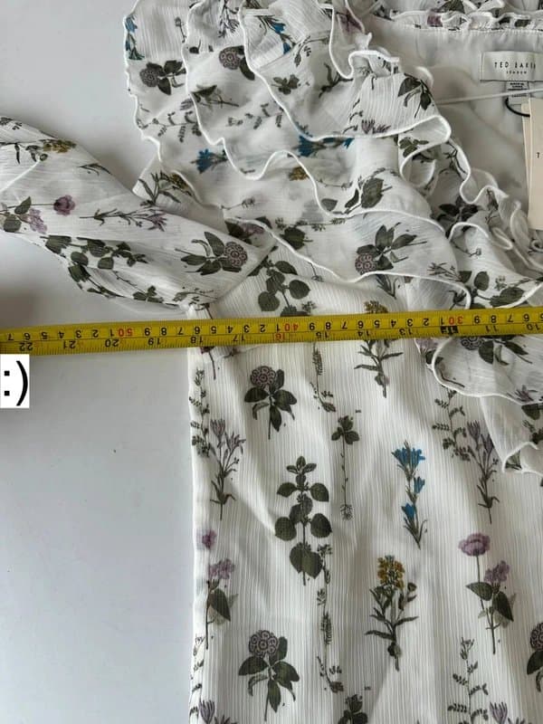 Ted Baker Ted baker blouse ruffle long sleeve chiffon new BNWT 8 size 1 floral ivory white
