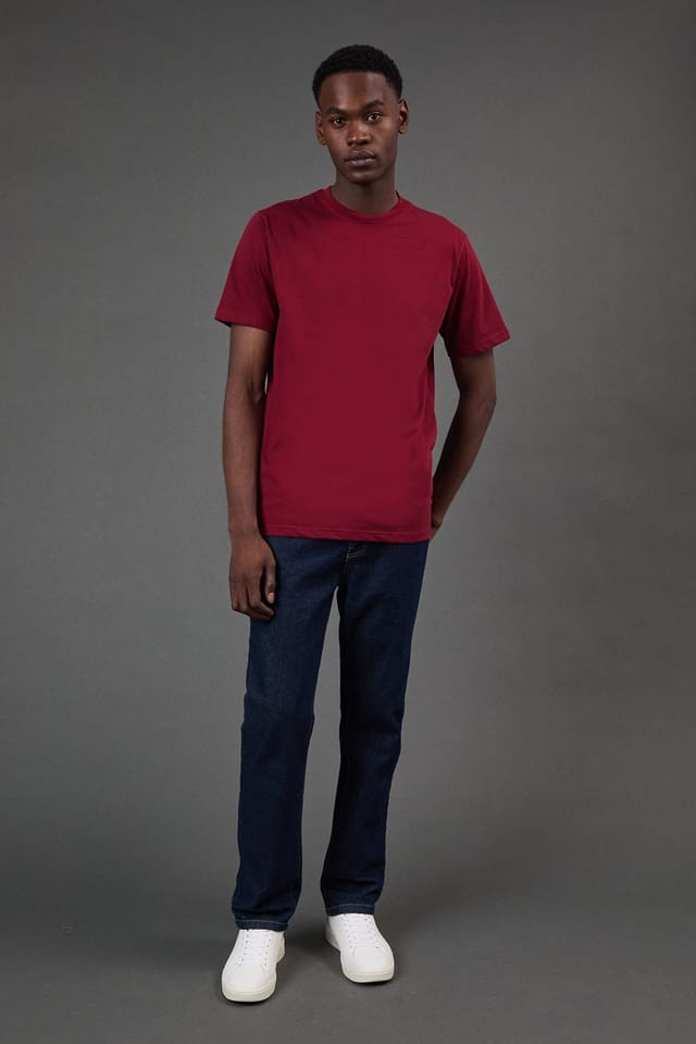Burton Burton Men's Red Plain Crew Neck T-Shirt - 2