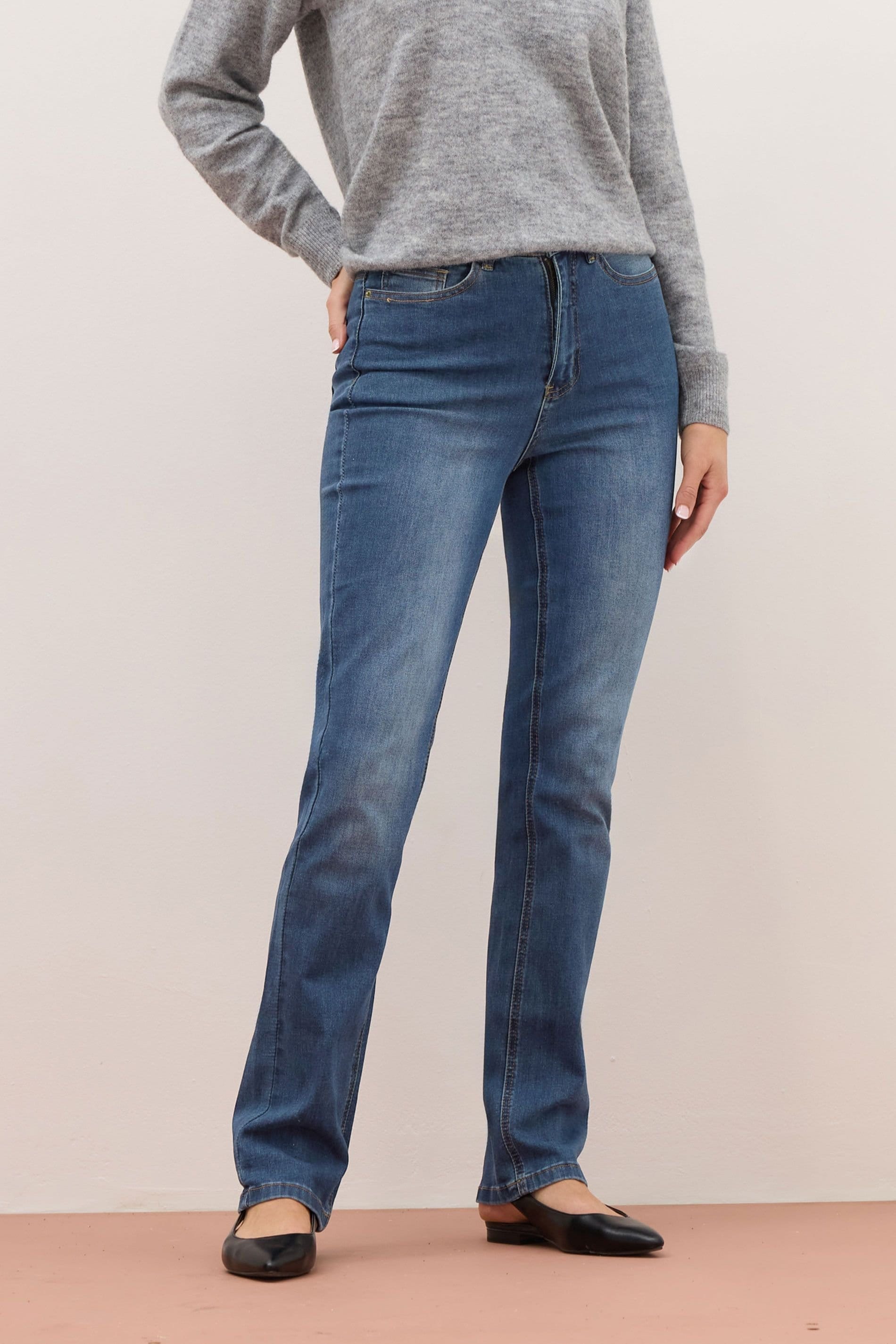 Long Tall Sally Long Tall Sally Women's Tall Straight Leg Denim Jeans in Mid Blue - 4