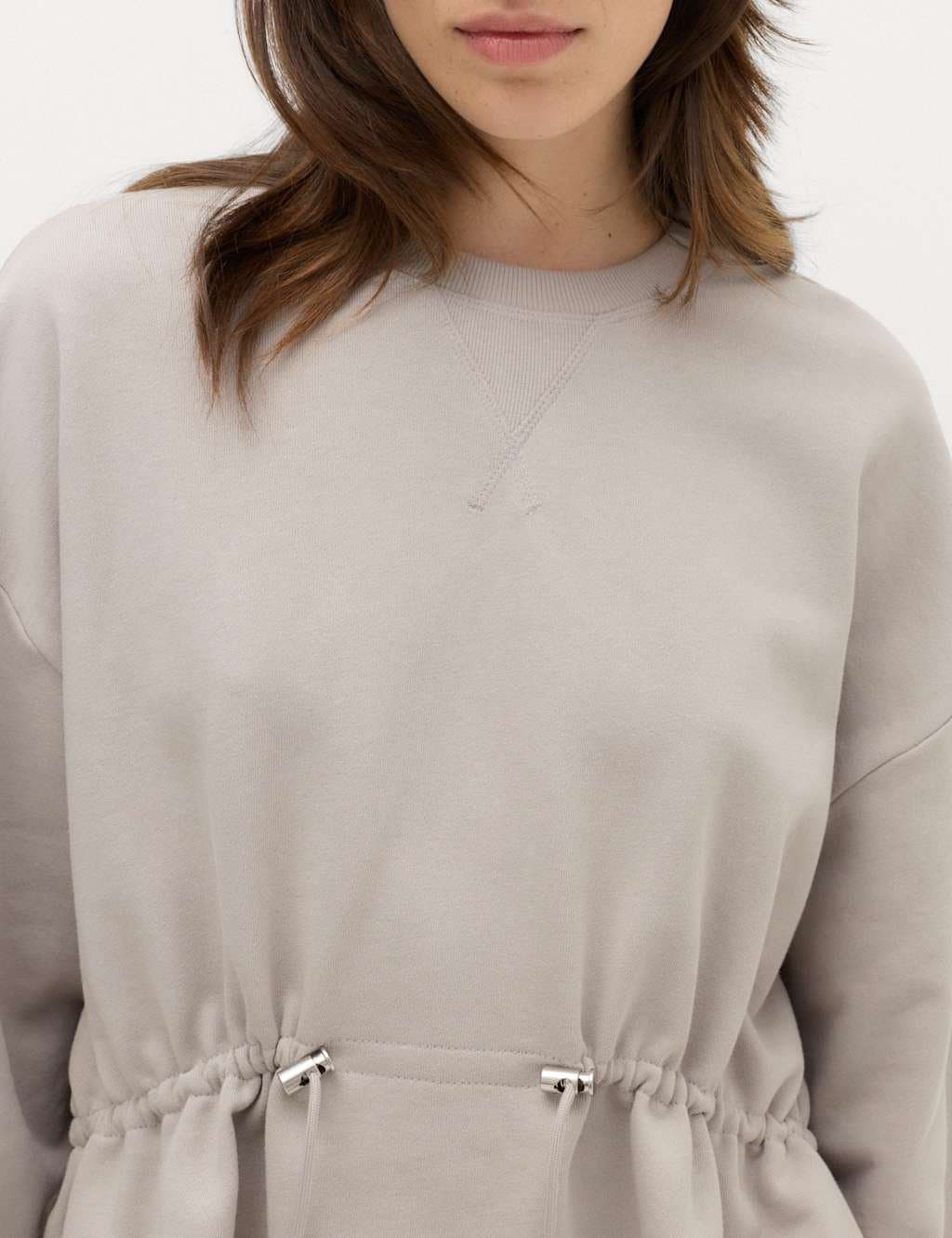 Marks & Spencer M&S Pure Cotton Drawcord Waist Sweatshirt Light Beige
