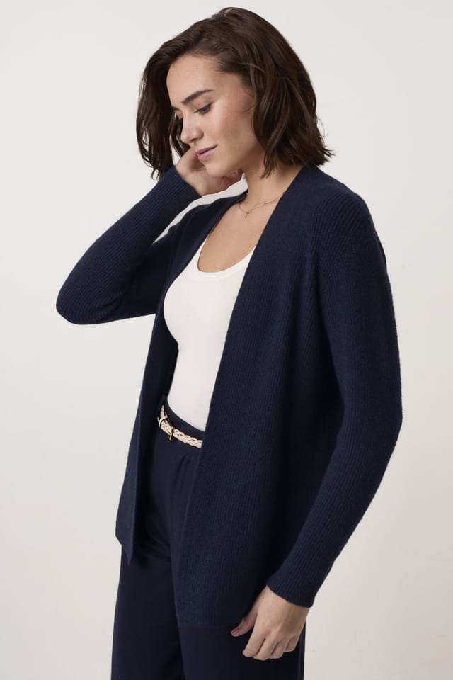 Celtic & Co Celtic & Co Women's Longline Ribbed Cardigan in Dark Navy - 3
