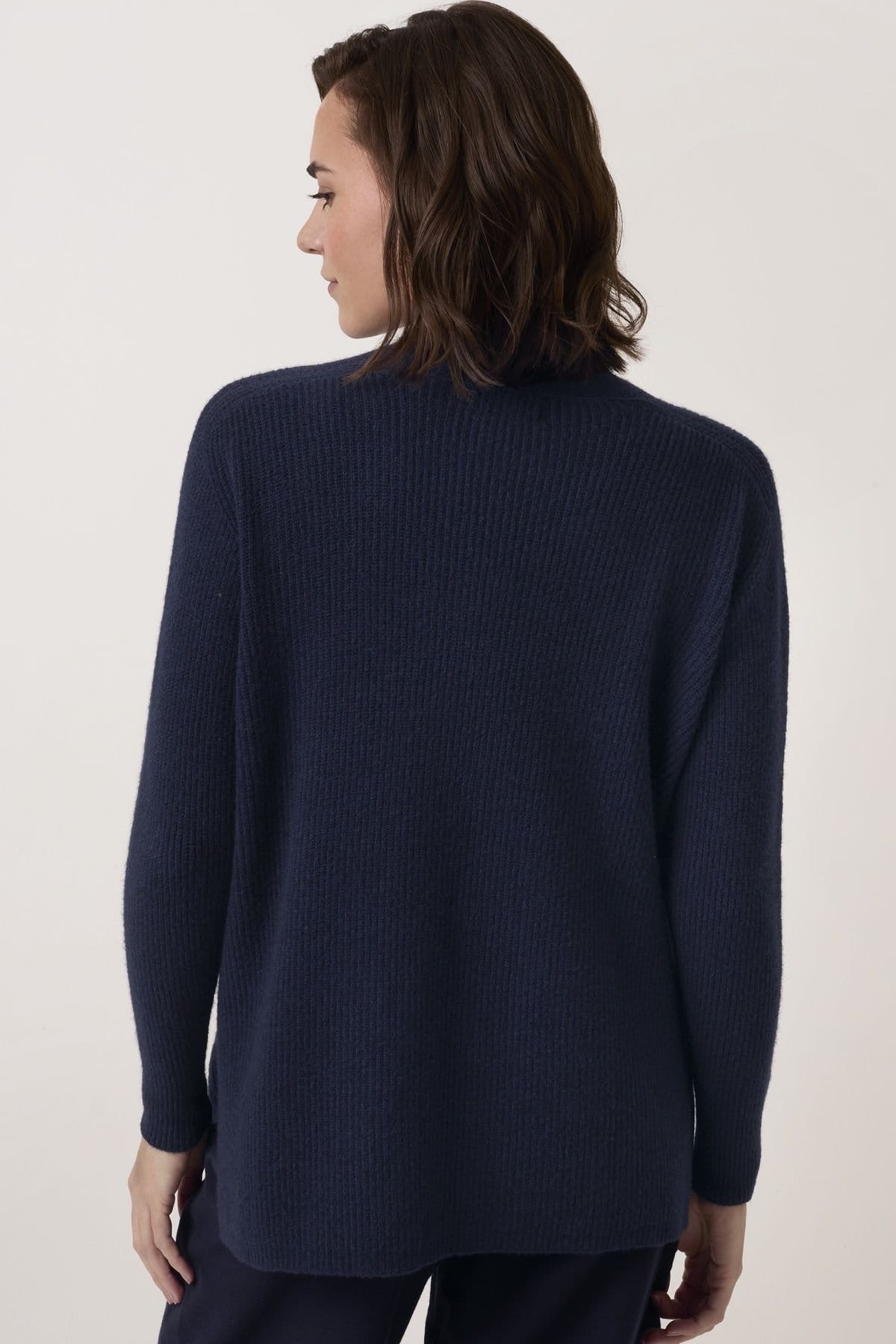 Celtic & Co Celtic & Co Women's Longline Ribbed Cardigan in Dark Navy - 4