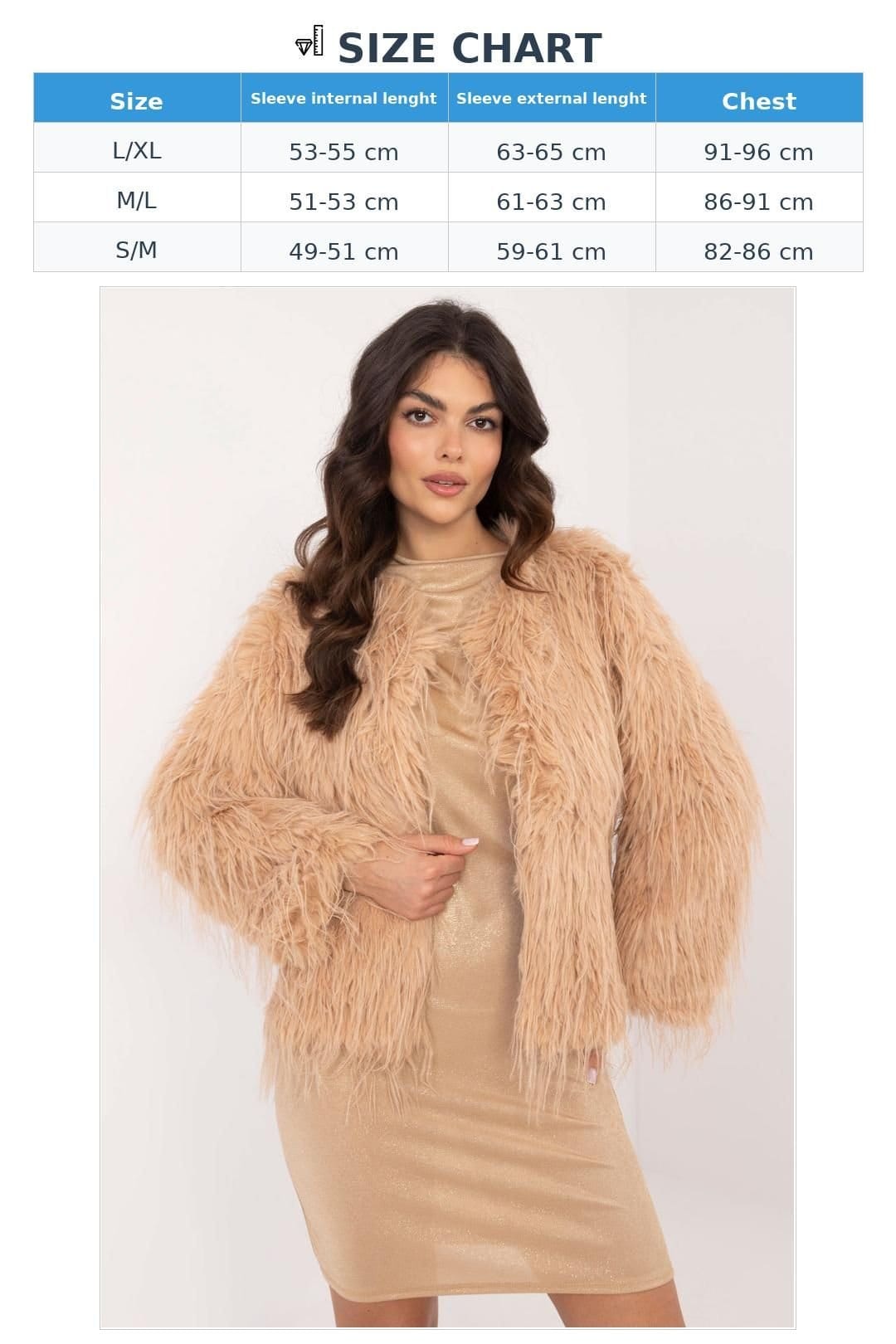 Love Lace Love Lace Women's Furry Finish Transitional Hook Jacket in Beige - 4