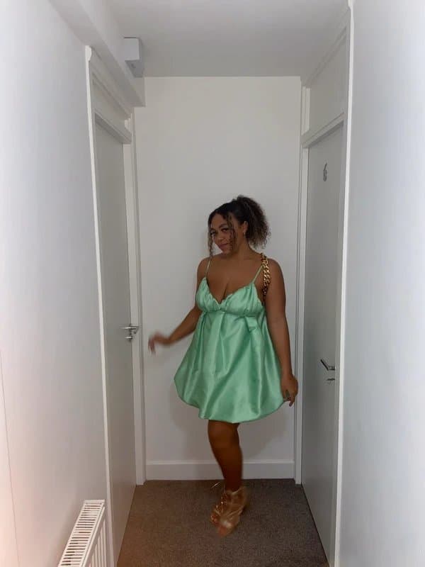 ASOS ASOS Luxe satin puff ball cami mini dress