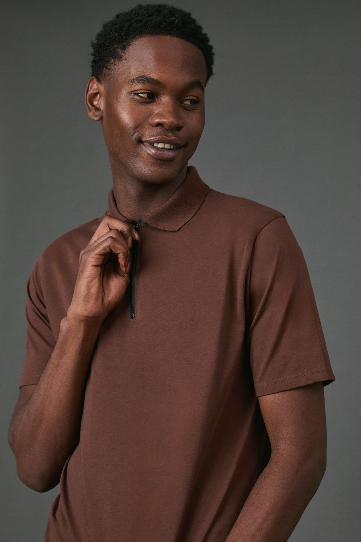 Burton Burton Men's Chocolate Zip Neck Polo Shirt - 4