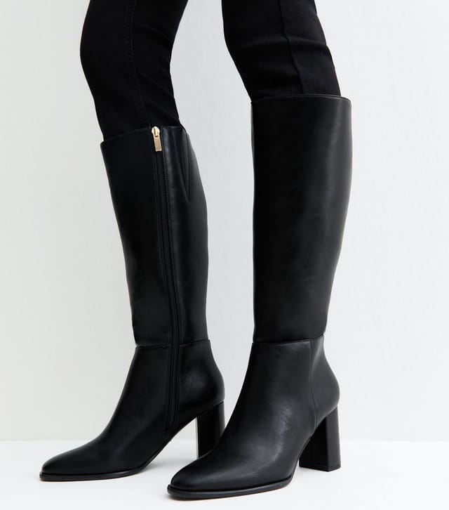 New Look Women's Black Faux Leather Side Zip Tall Boots Vegan New Look - 2