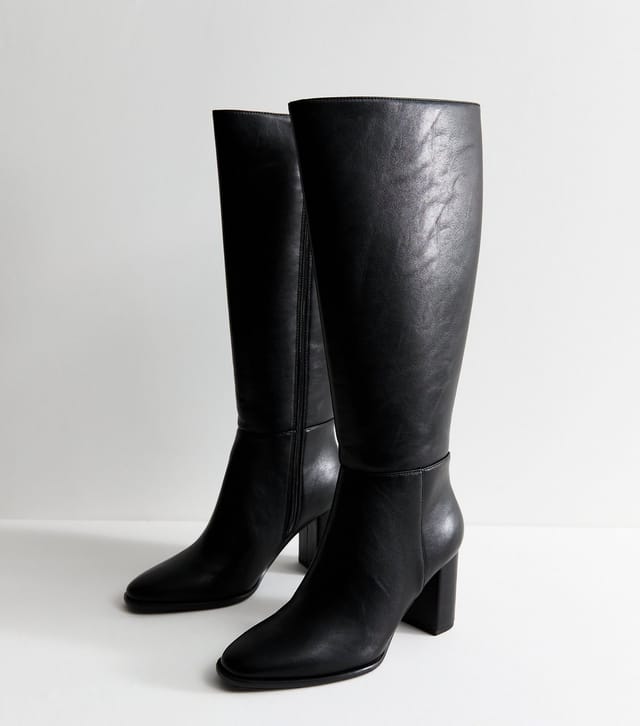New Look Women's Black Faux Leather Side Zip Tall Boots Vegan New Look - 3
