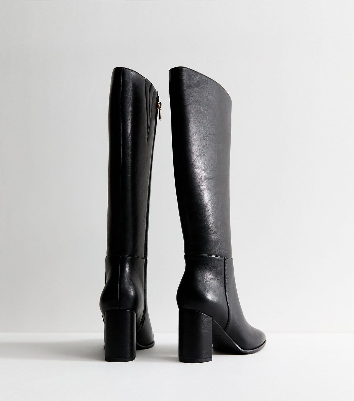 New Look Women's Black Faux Leather Side Zip Tall Boots Vegan New Look - 4