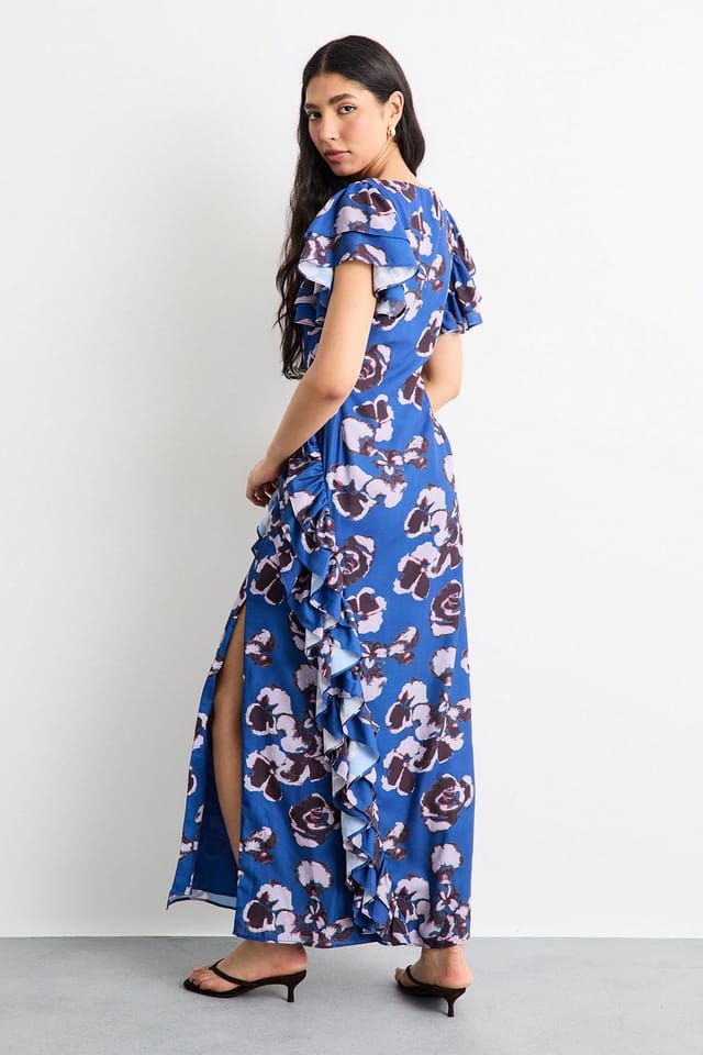 Warehouse Warehouse Women's Side Split Ruffle Detail Maxi Dress in Floral - 3