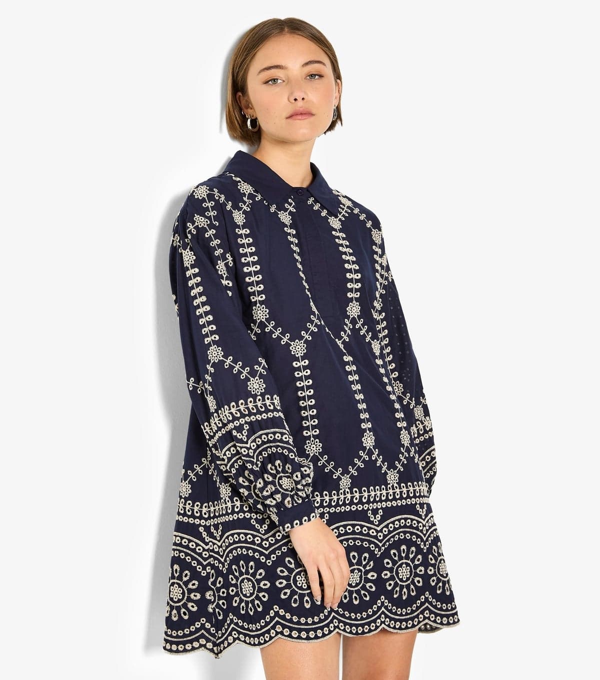 Apricot Women's Navy Embroidered Mini Shirt Dress Apricot New Look