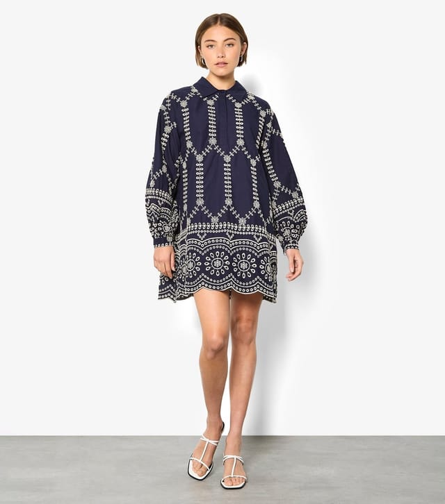 Apricot Women's Navy Embroidered Mini Shirt Dress Apricot New Look - 2