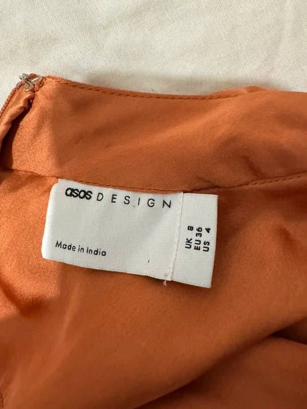 ASOS Design ASOS Design high neck maxi satin tea dress in rust