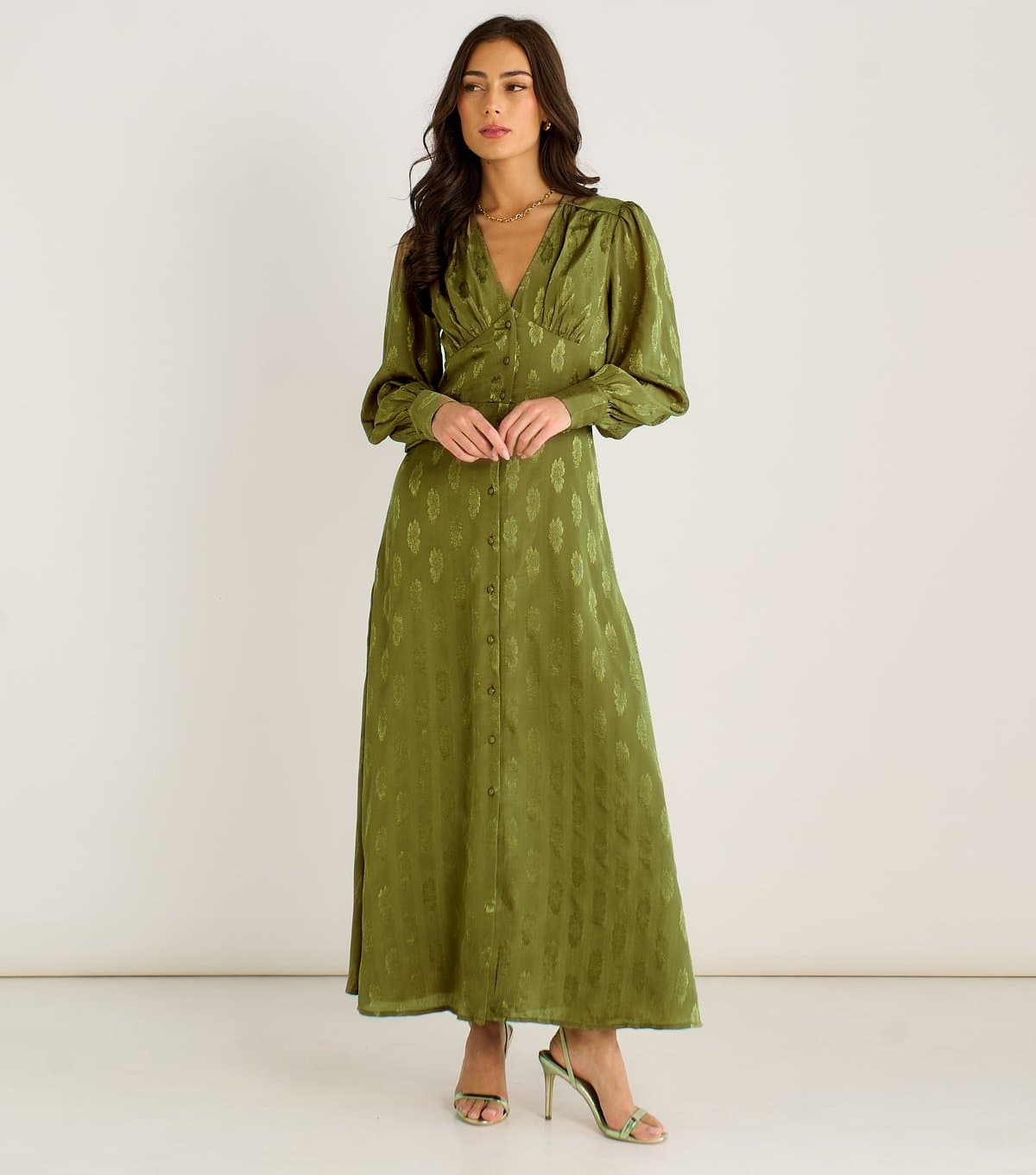 Gini London Women's Light Green Floral Satin Maxi Dress Gini London New Look