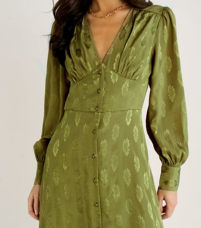 Gini London Women's Light Green Floral Satin Maxi Dress Gini London New Look - 2