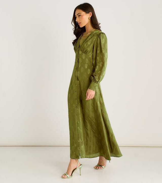 Gini London Women's Light Green Floral Satin Maxi Dress Gini London New Look - 3