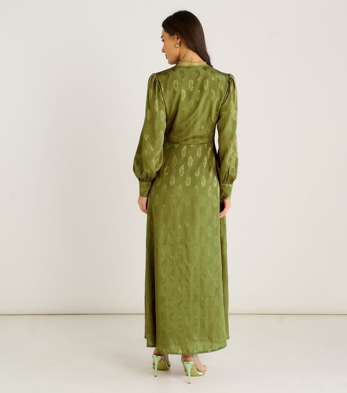 Gini London Women's Light Green Floral Satin Maxi Dress Gini London New Look - 4