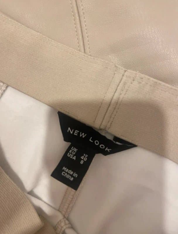 New Look Cream Leather Leggings