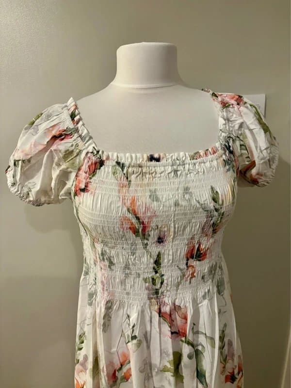 H&M BNWT H&M watercolour floral midi dress - size L 12-14