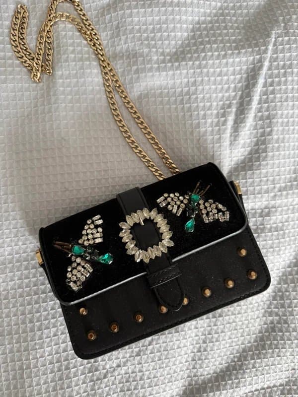 Topshop Topshop velvet embellished crossbody bag