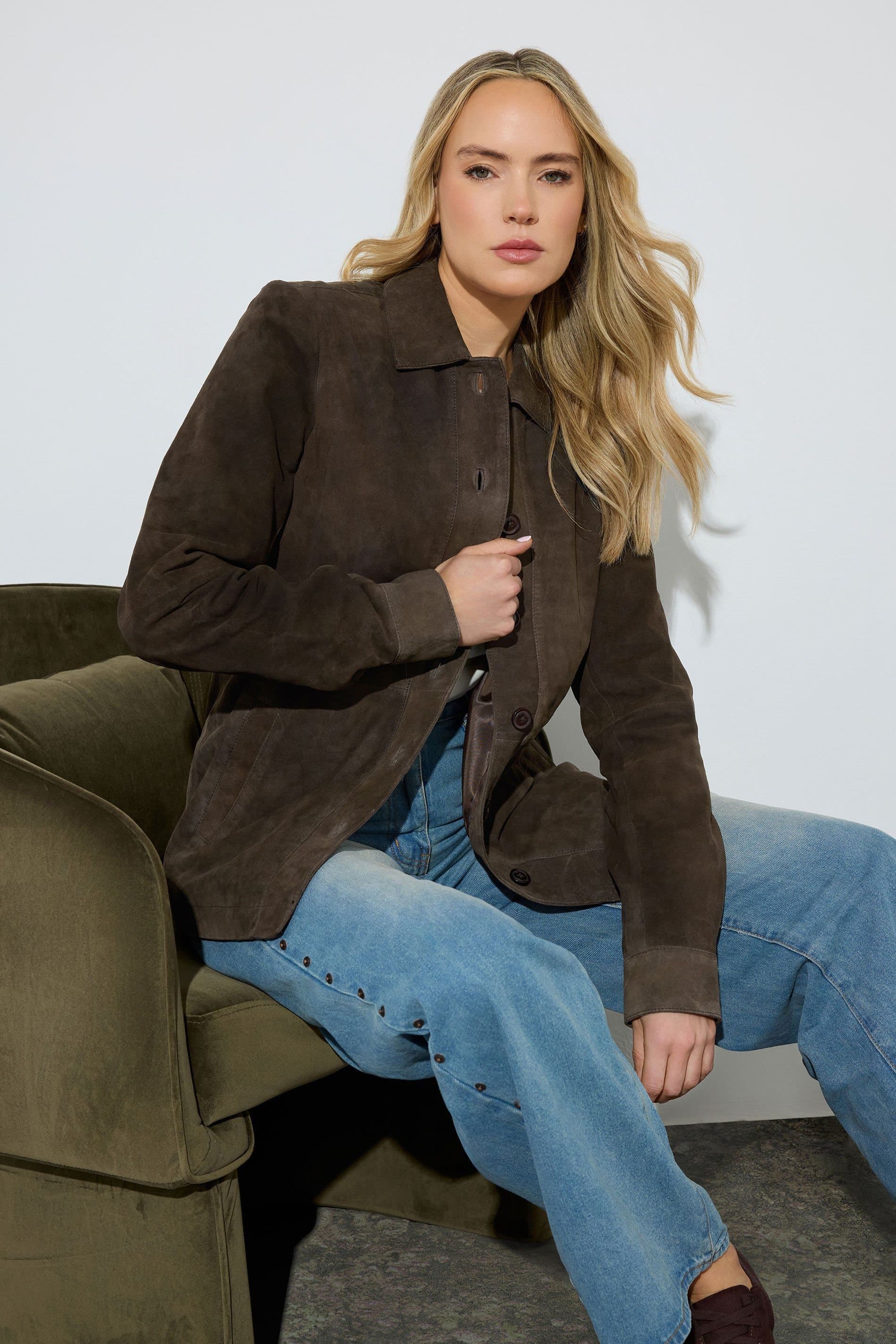 Long Tall Sally Long Tall Sally Women's Tall Premium Suede Jacket in Chocolate