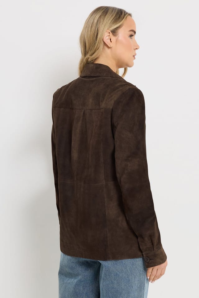 Long Tall Sally Long Tall Sally Women's Tall Premium Suede Jacket in Chocolate - 3