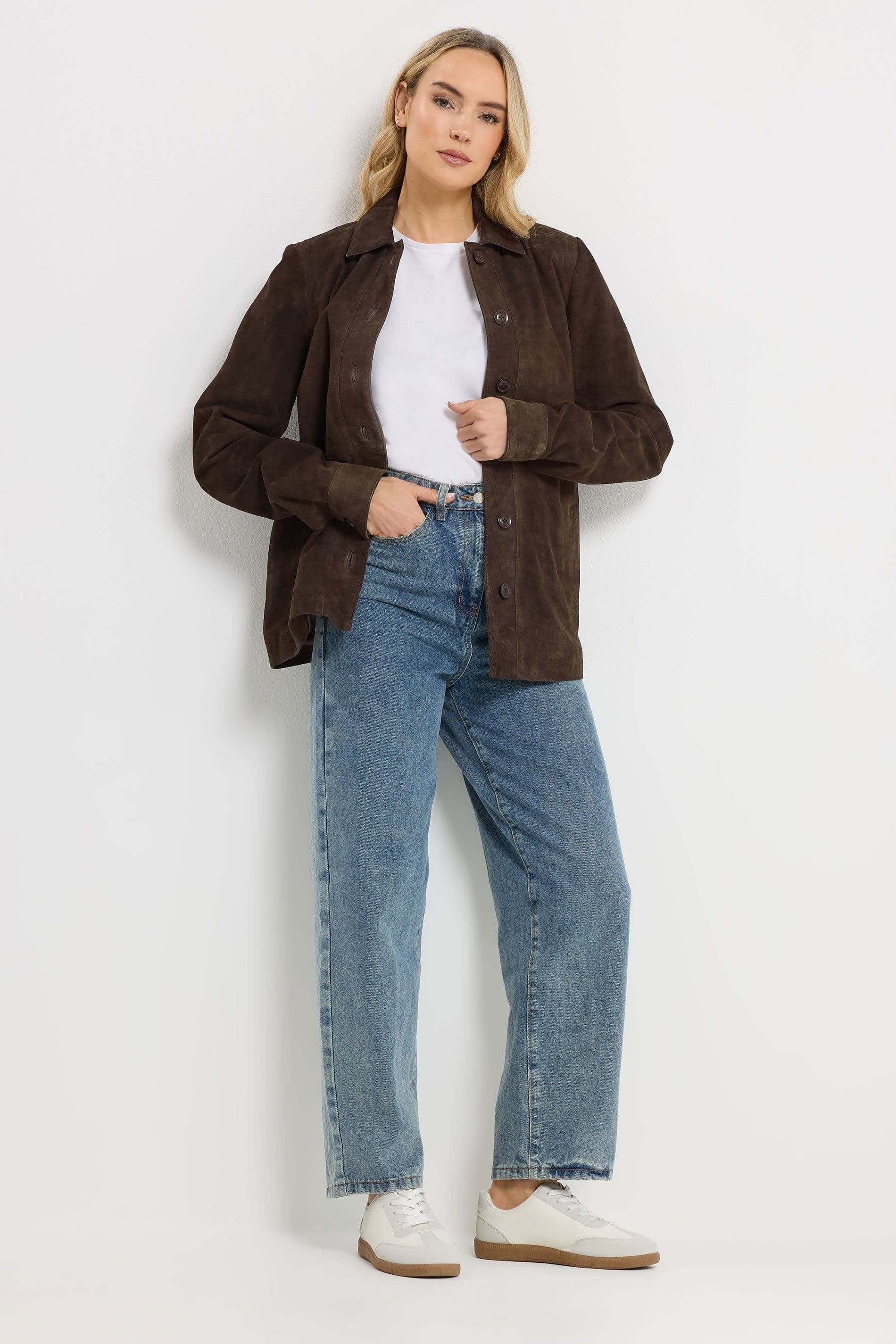 Long Tall Sally Long Tall Sally Women's Tall Premium Suede Jacket in Chocolate - 4