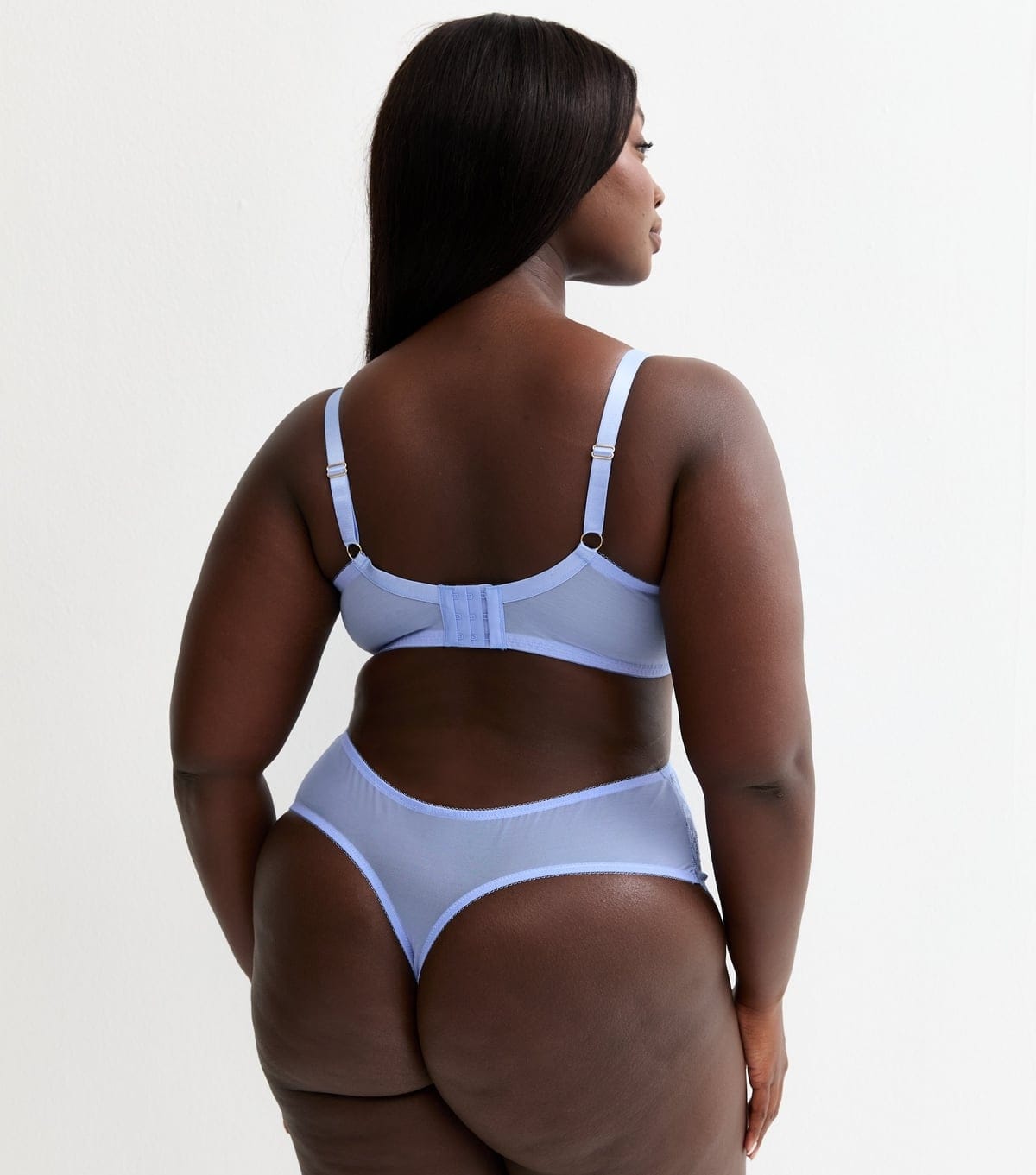 New Look Women's Plus Size Light Blue Lace Plunge Bra Curves New Look - 4