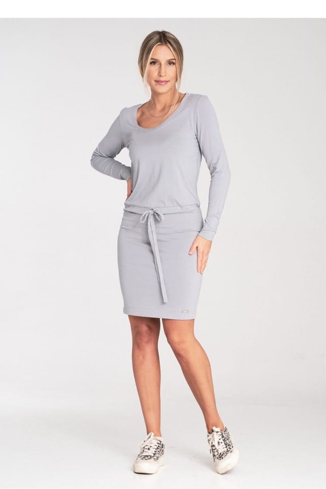 Love Lace Love Lace Women's Long Sleeve Day Dress With Tie Waist in Grey - 2