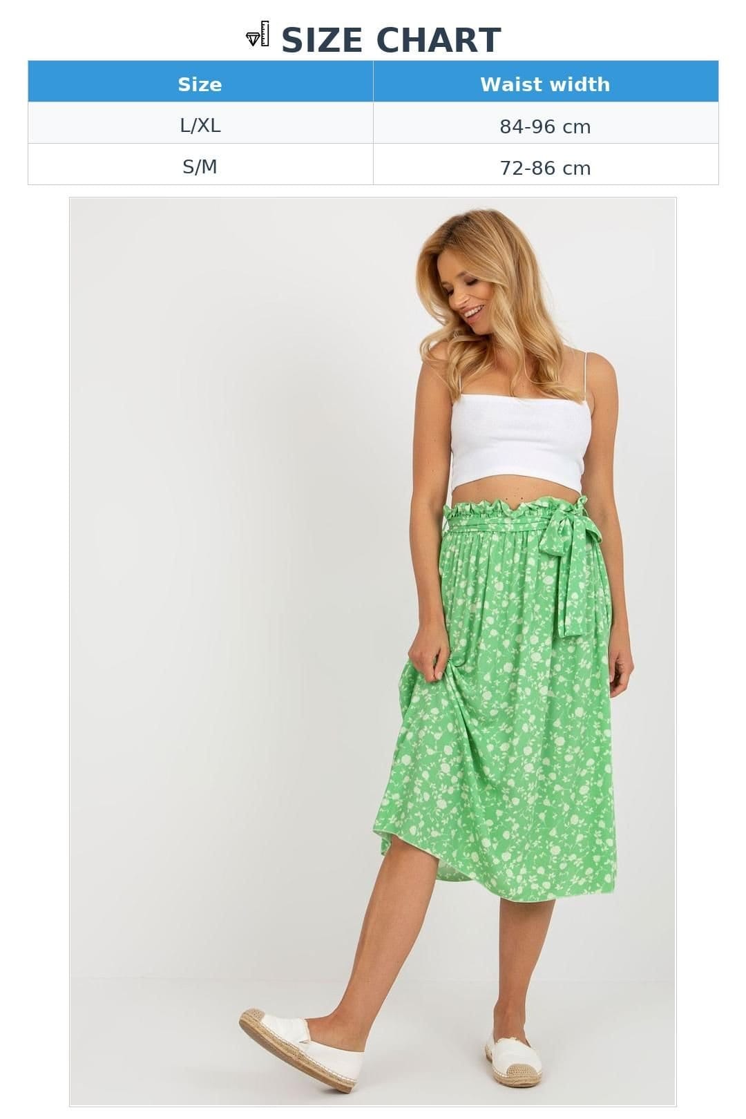 Love Lace Love Lace Women's Floral Tie Waist Flared Skirt in Paris in Green - 4