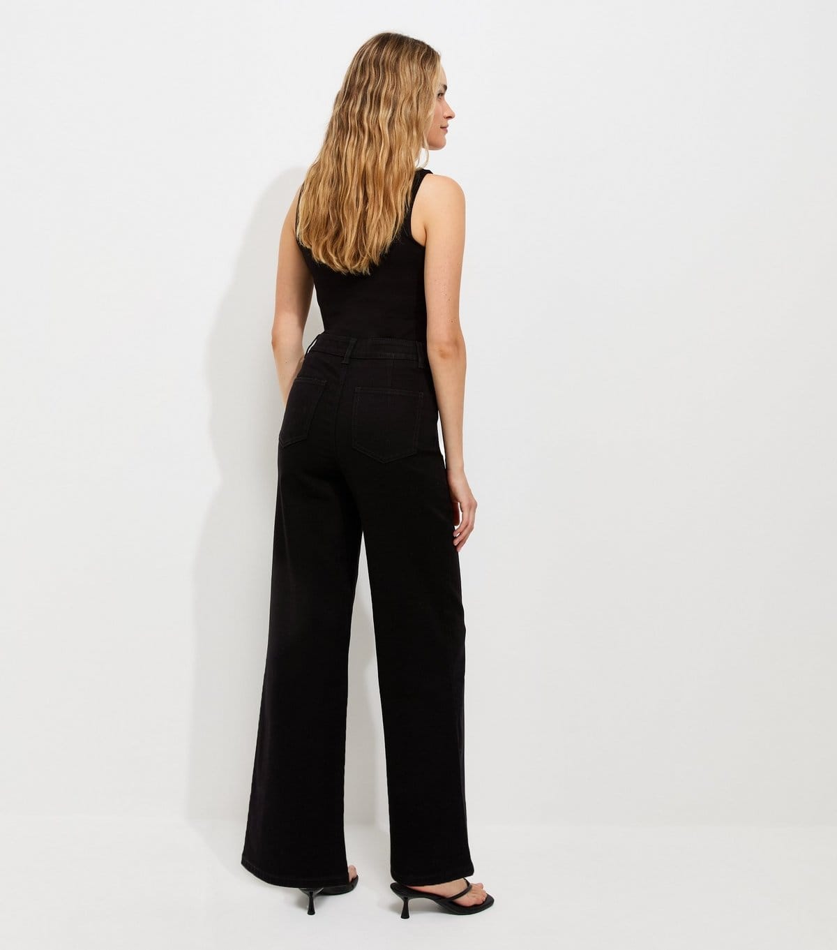 New Look Women's Black Twill High Waist Stretch Wide Leg Jeans New Look - 4