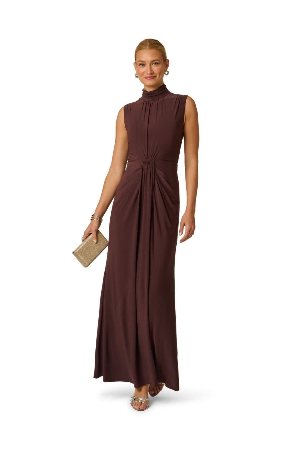 Adrianna Papell Adrianna Papell Women's Jersey Drape Dress in Wine