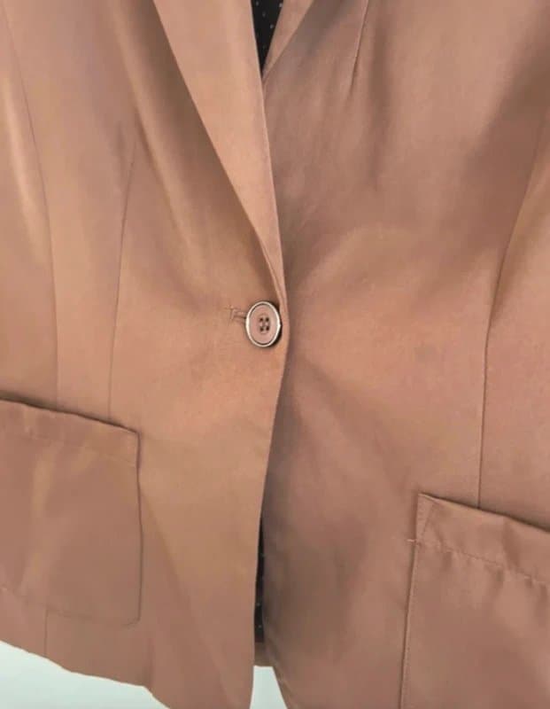 Red Herring 🤎 Vintage Y2K Red Herring Brown Cropped Blazer Jacket Polka Dot Lined Office Chic UK 10 🤎