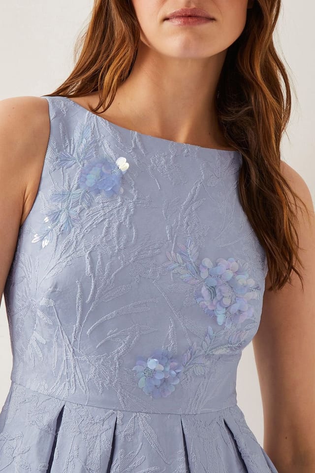 Monsoon Monsoon Women's Fallon Hand-Beaded Jacquard Midi Dress Blue - 2