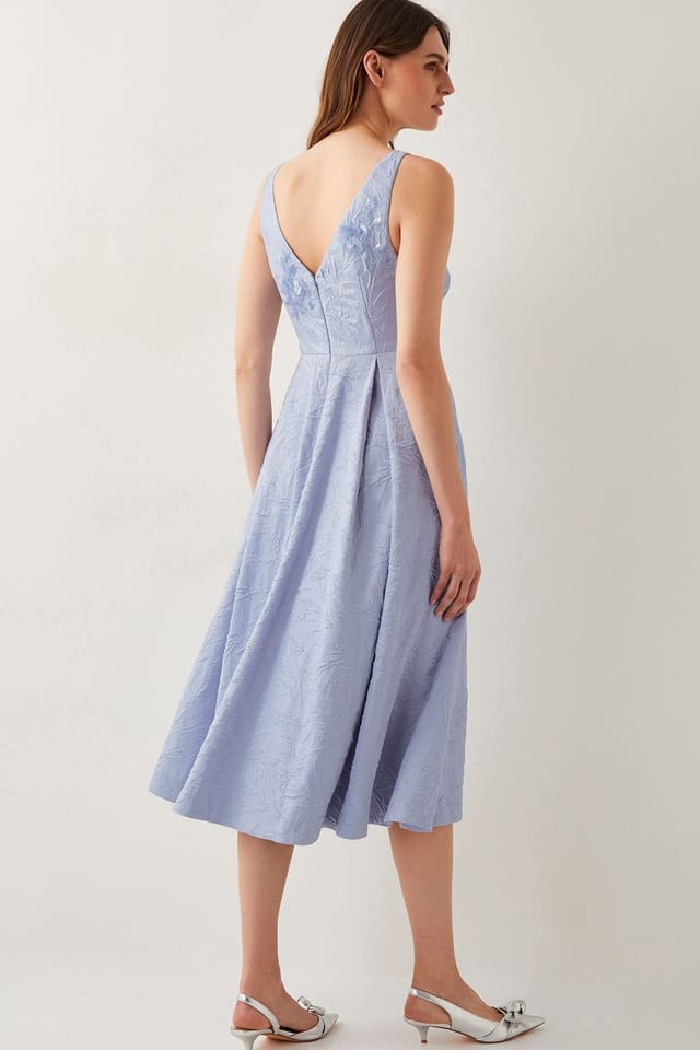 Monsoon Monsoon Women's Fallon Hand-Beaded Jacquard Midi Dress Blue - 3