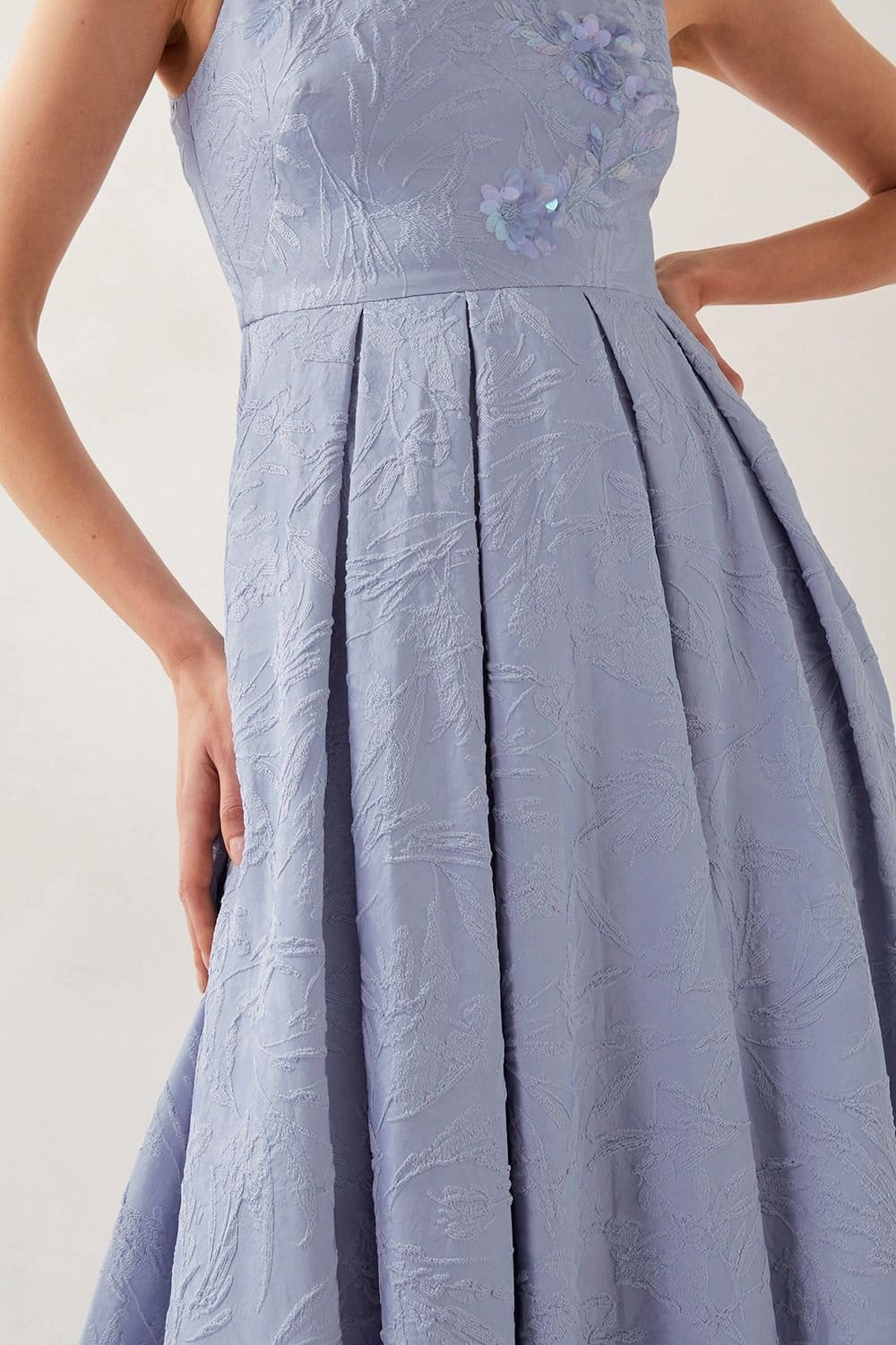 Monsoon Monsoon Women's Fallon Hand-Beaded Jacquard Midi Dress Blue - 4