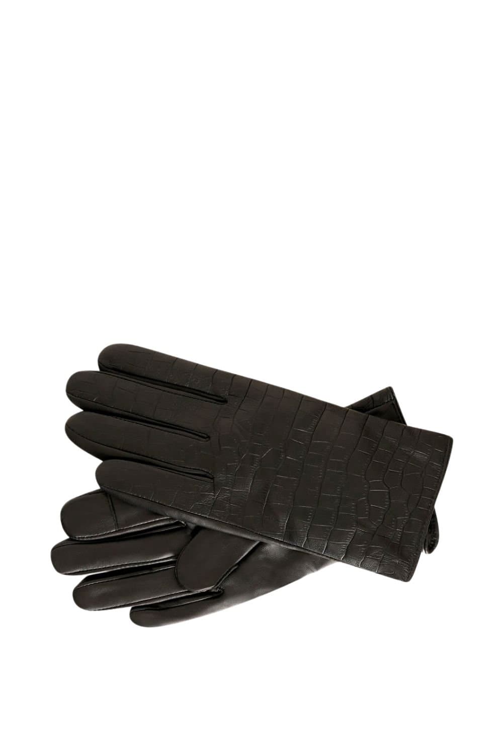 Barneys Originals Barneys Originals Black Crocodile Leather Gloves
