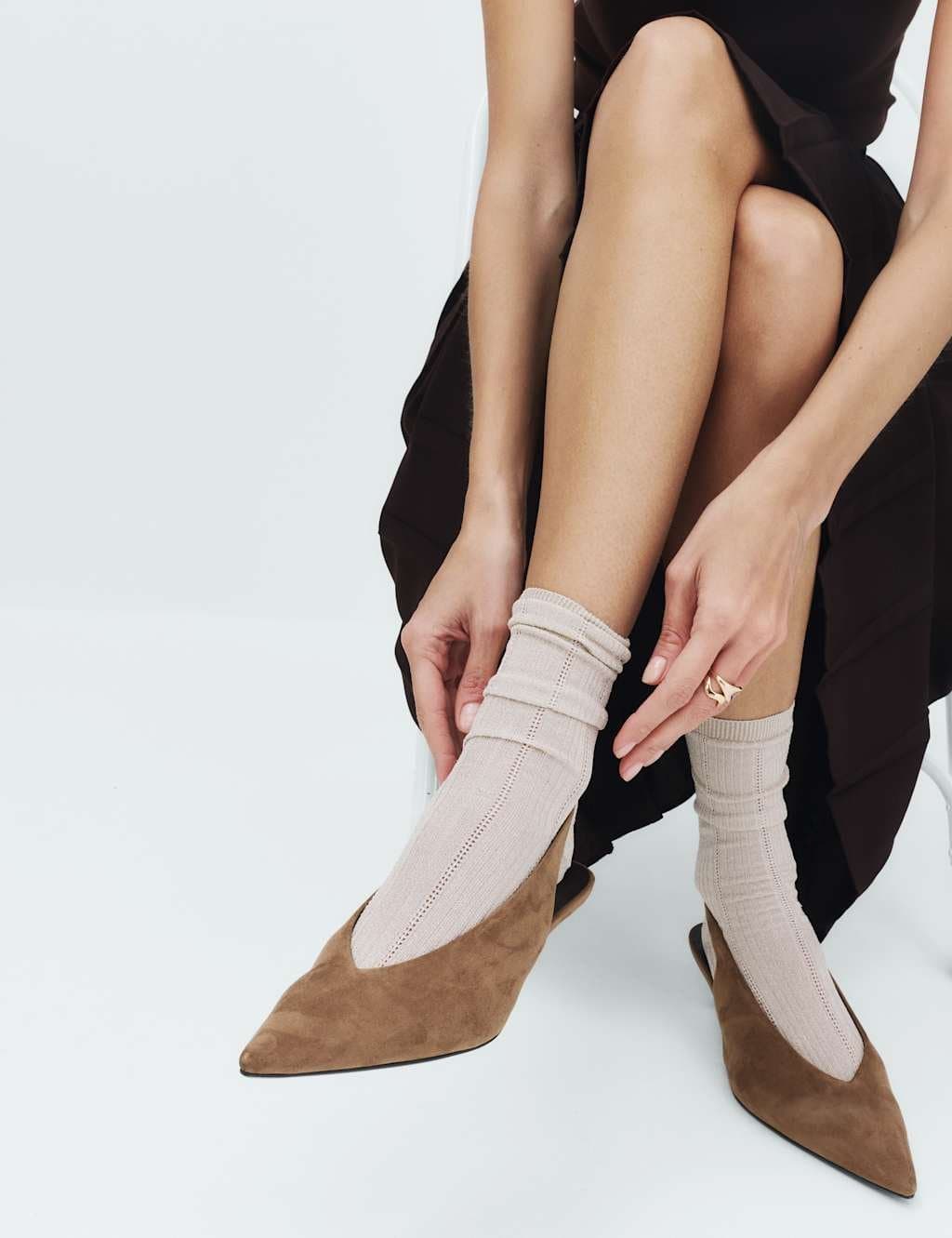 Marks & Spencer M&S Gold Sparkle Crew Socks