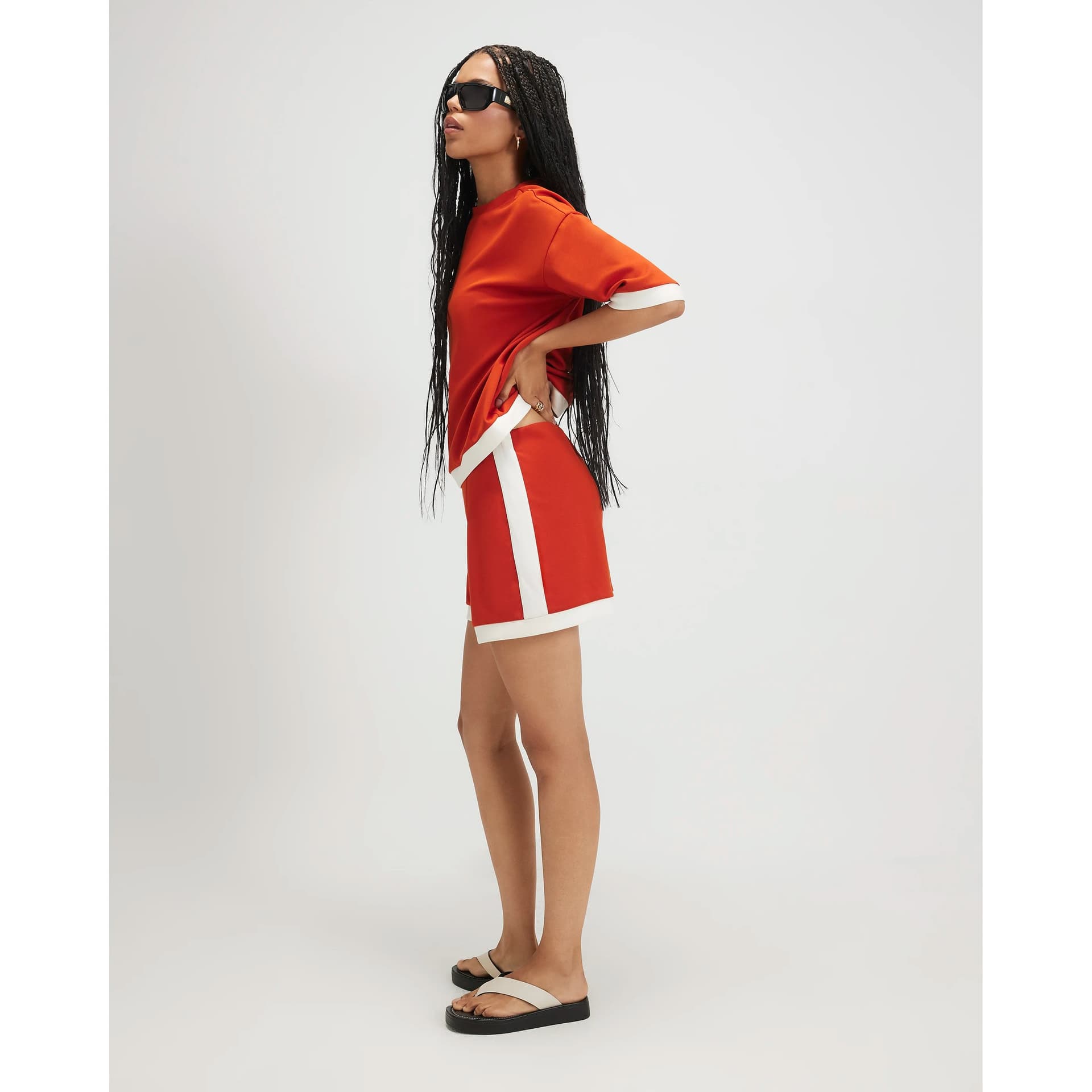 River Island River Island Womens Orange Premium Pleat Colour Block Shorts