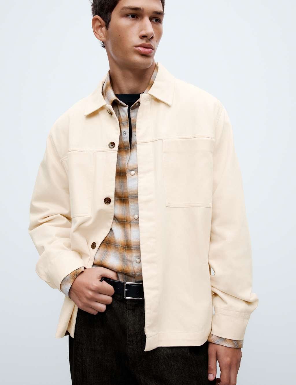 Marks & Spencer M&S Denim Overshirt Ecru Mix - 1