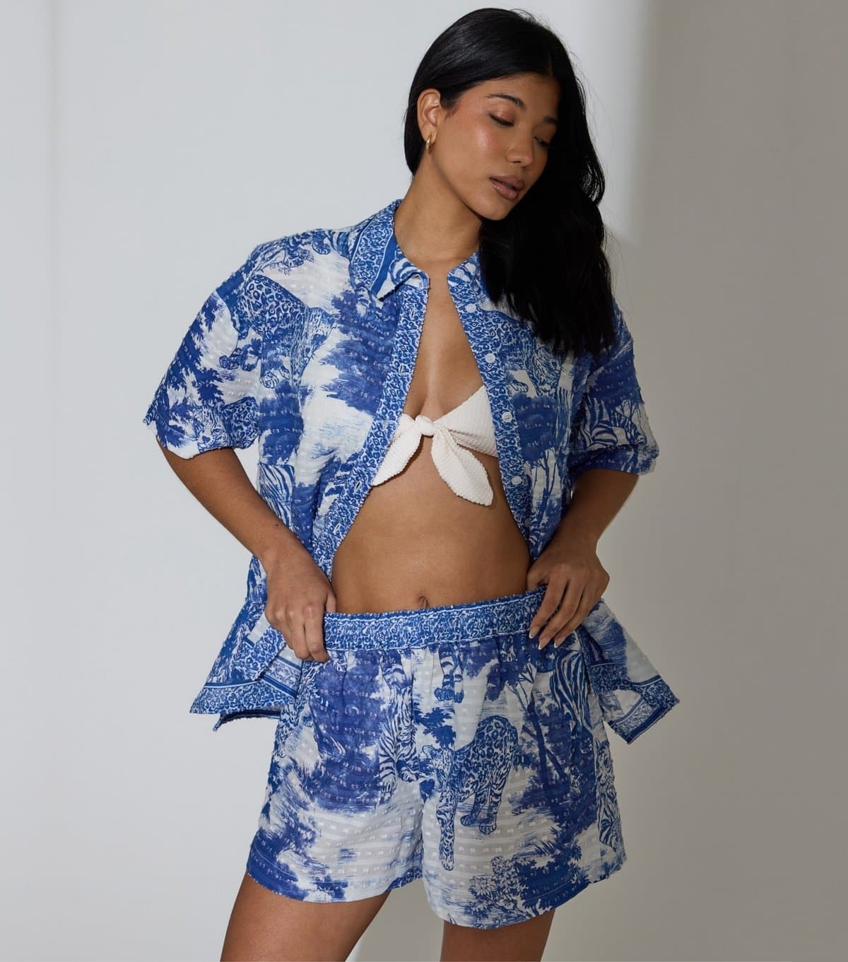 South Beach Women's Blue Leopard Print Shorts South Beach New Look